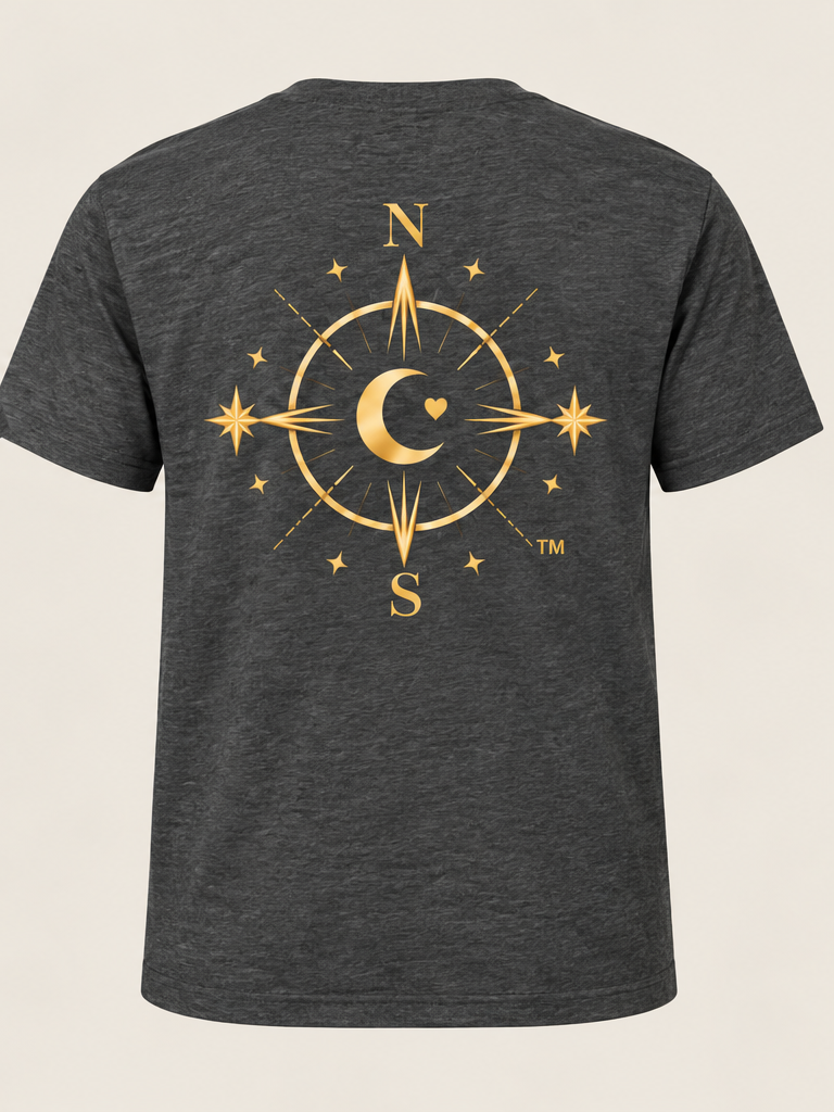 North Meets South Compass Tee-Dark Heather Gray