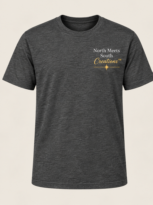 North Meets South Compass Tee-Dark Heather Gray