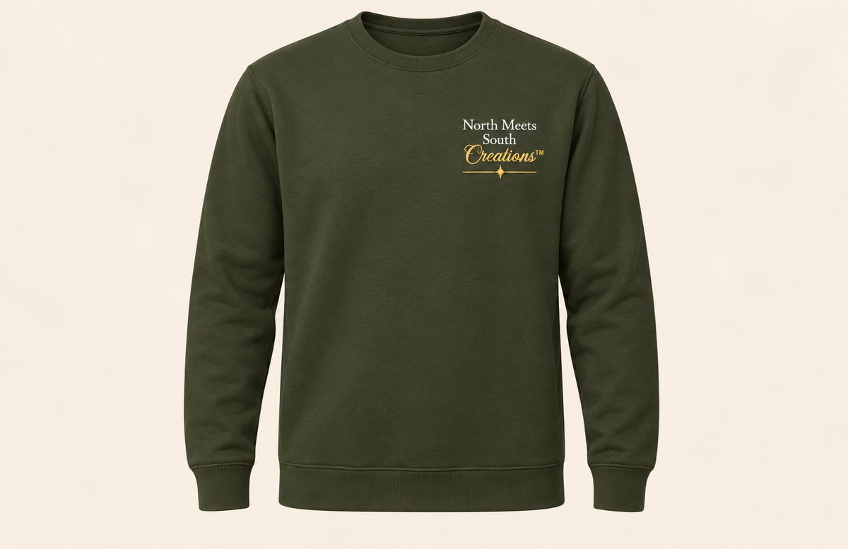 North Meets South Compass Crewneck - Dark Army Green