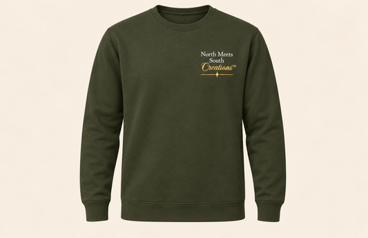 North Meets South Compass Crewneck - Dark Army Green